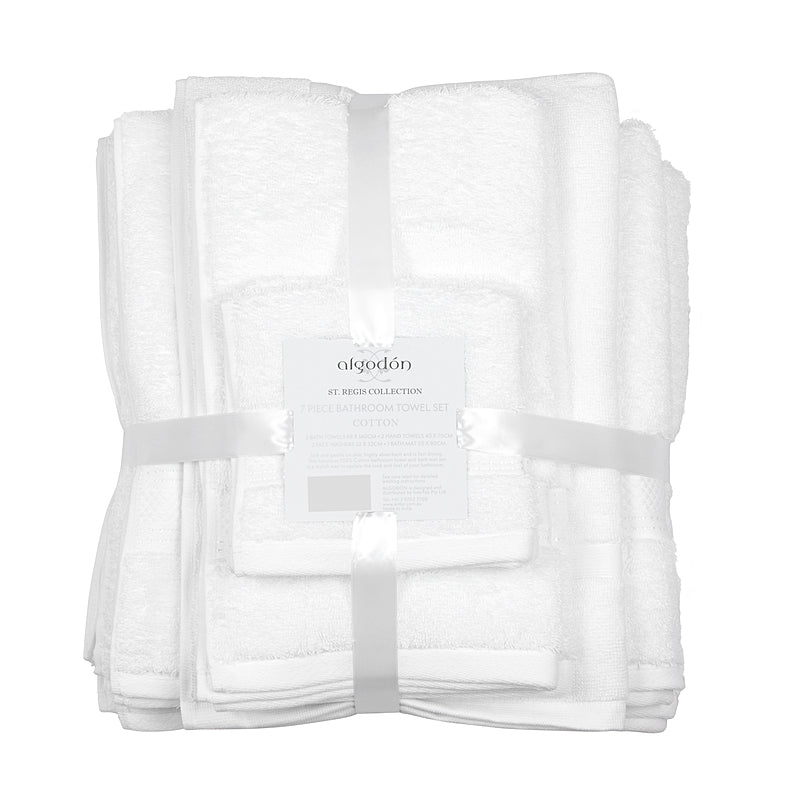 ALGODON "St Regis Collection" TOWEL PACK - 7 PC WHITE
