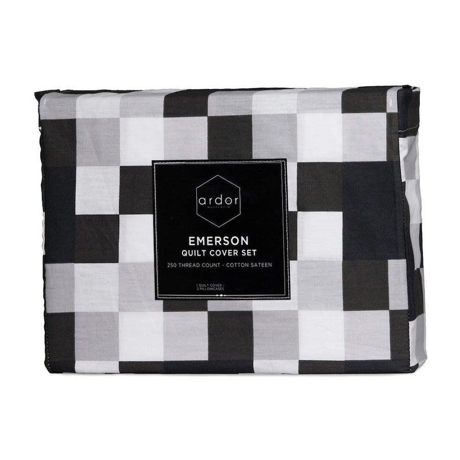 Emerson Geometric Cotton Sateen Quilt Cover - King