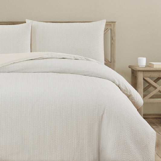 "Alistair" SEERSUCKER QUILT COVER SET - QUEEN