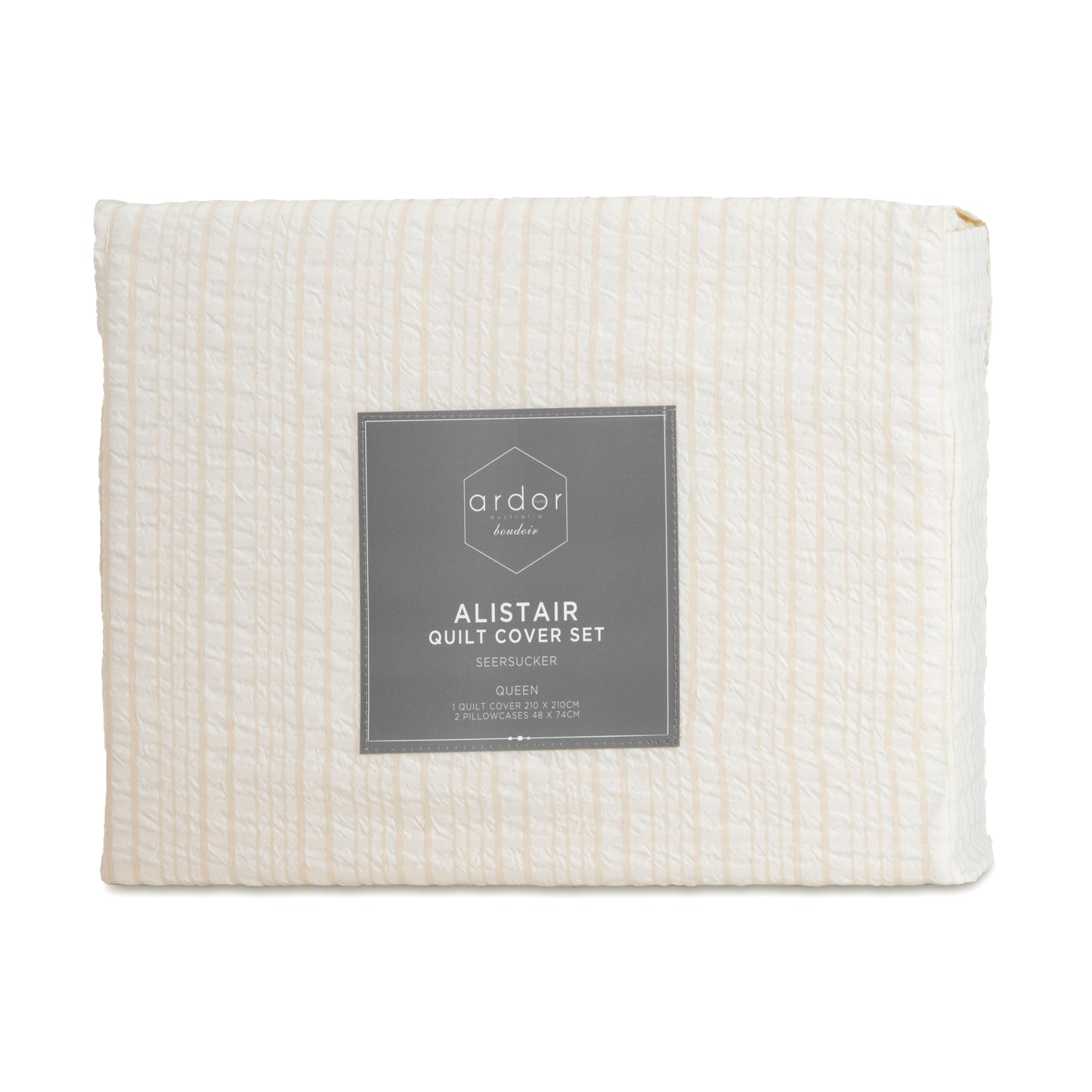 "Alistair" SEERSUCKER QUILT COVER SET - QUEEN