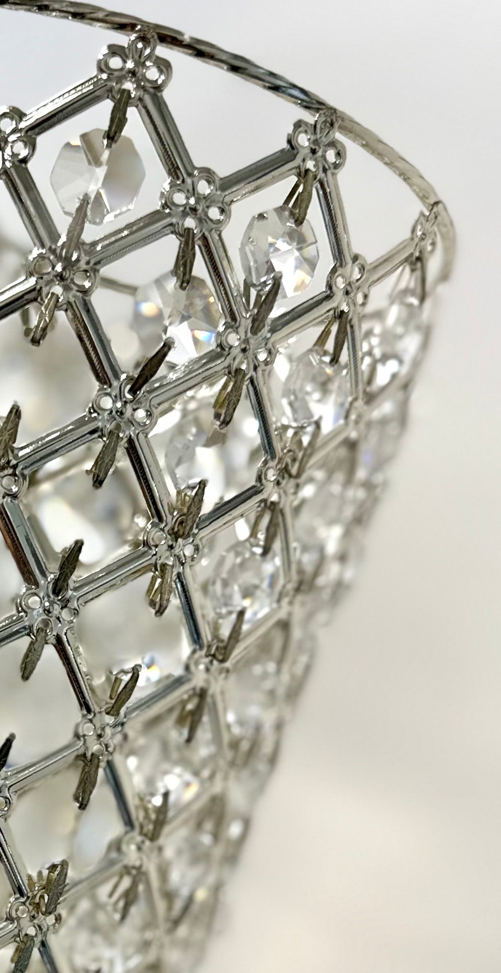 Silver Crystal Candle Holder