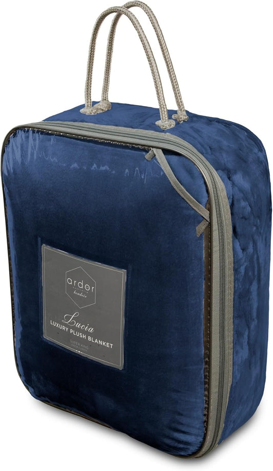Lucia Luxury Plush Velvet Blanket - NAVY