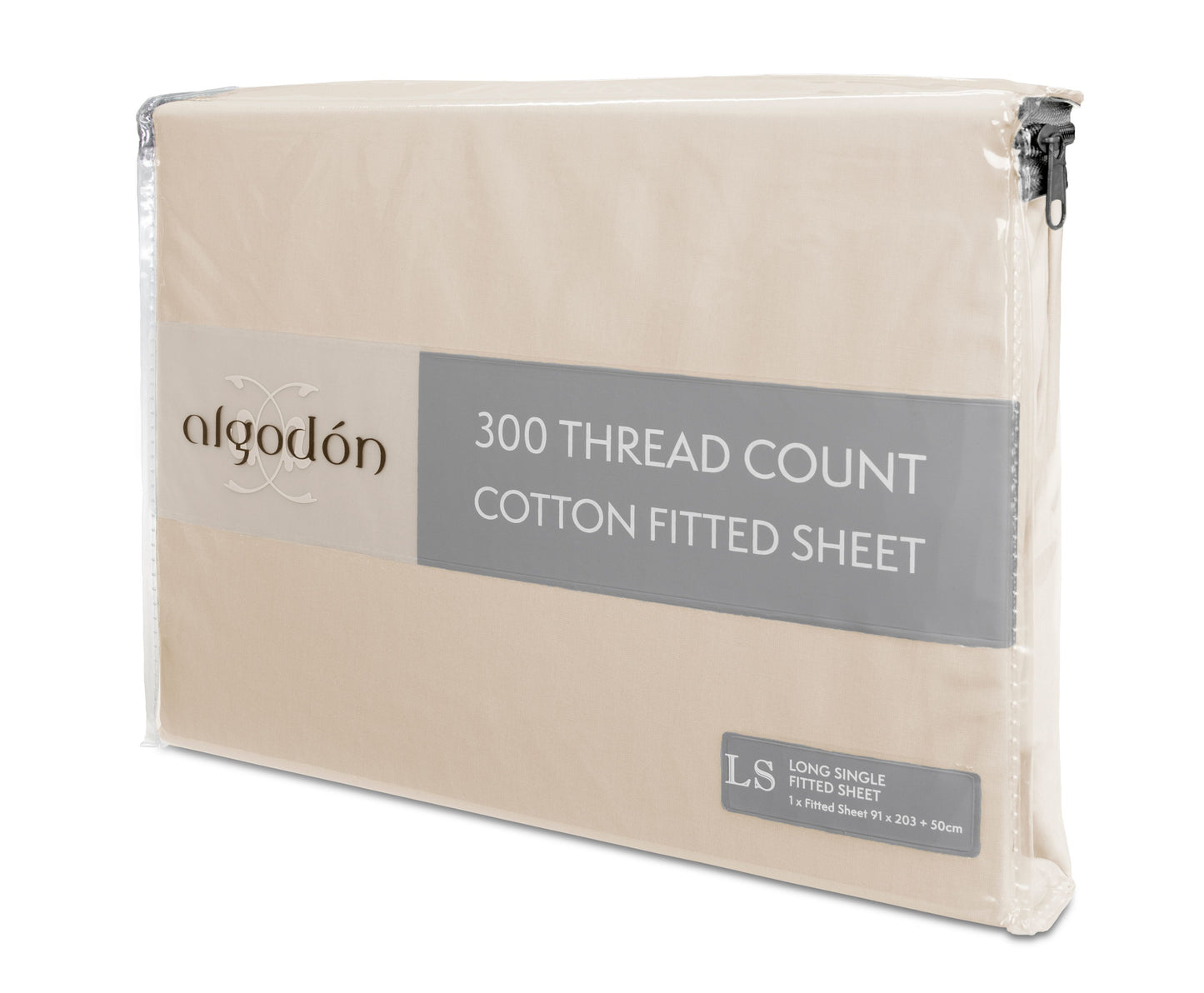 ALGODON "300TC Cotton" FITTED SHEET Combo Set STONE (S/KS/D/Q/K)