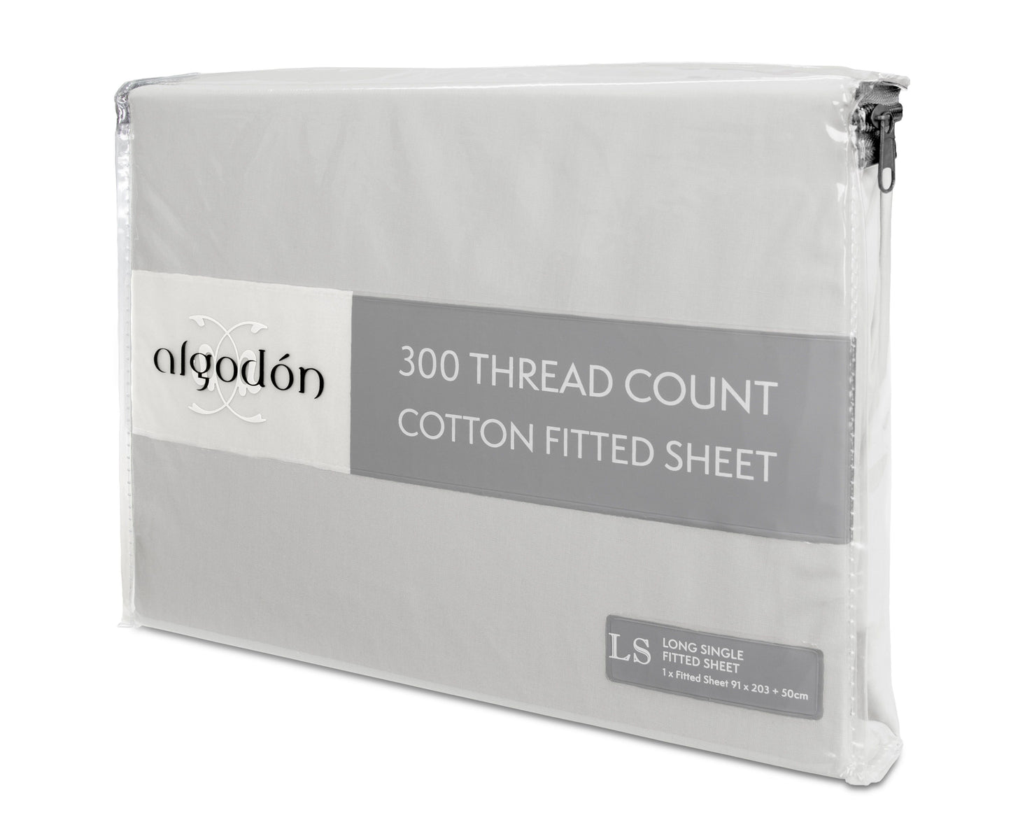 ALGODON "300TC Cotton" FITTED SHEET Combo Set SILVER (S/KS/D/Q/K)