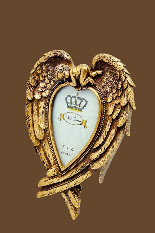 Antique Gold Angel Wing Photo Frame