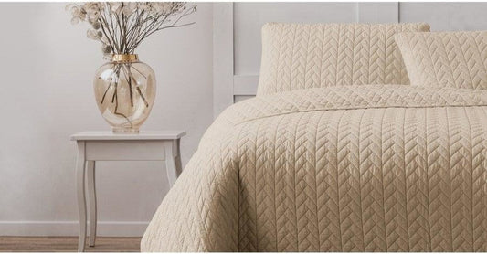 ARDOR BOUDOIR "Maya"  QUILTED QUILT COVER SET Linen