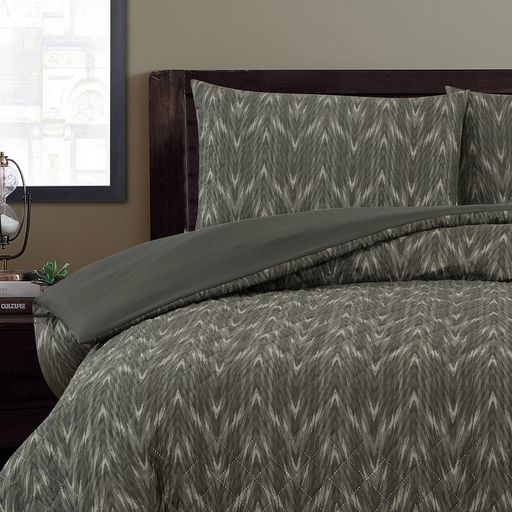 ARDOR BOUDOIR "Oak" EMBOSSED QUILT COVER SET KHAKI